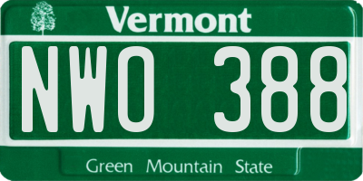 VT license plate NWO388