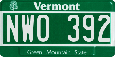 VT license plate NWO392