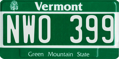 VT license plate NWO399