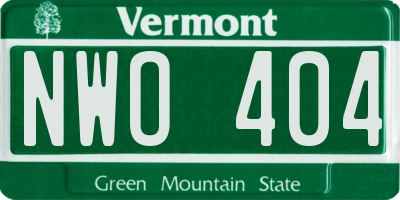 VT license plate NWO404