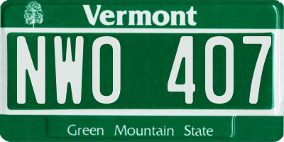 VT license plate NWO407
