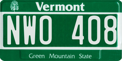 VT license plate NWO408