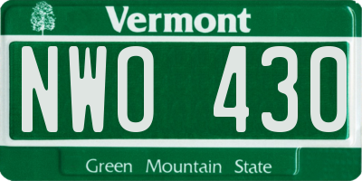 VT license plate NWO430