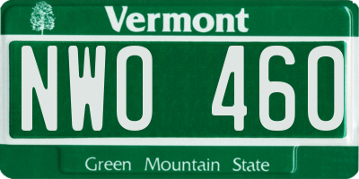 VT license plate NWO460
