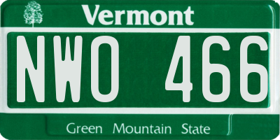 VT license plate NWO466