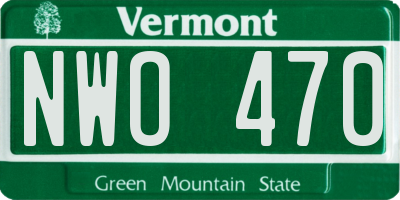 VT license plate NWO470