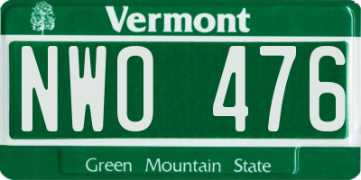 VT license plate NWO476