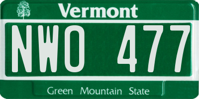 VT license plate NWO477