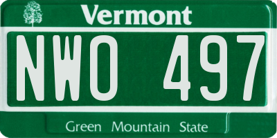 VT license plate NWO497