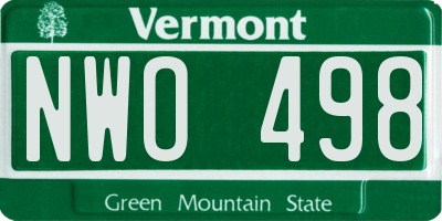 VT license plate NWO498