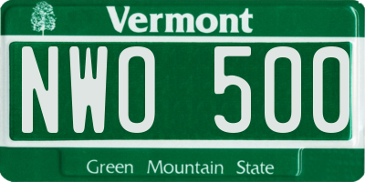 VT license plate NWO500