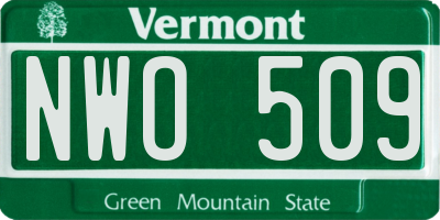 VT license plate NWO509
