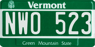VT license plate NWO523