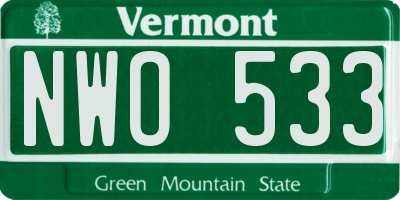 VT license plate NWO533