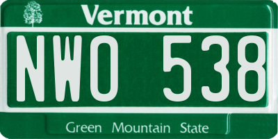 VT license plate NWO538