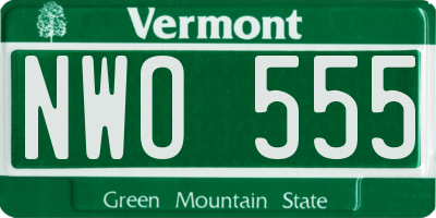 VT license plate NWO555