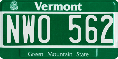 VT license plate NWO562