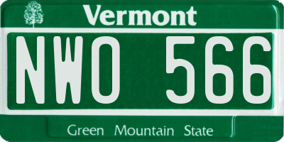 VT license plate NWO566