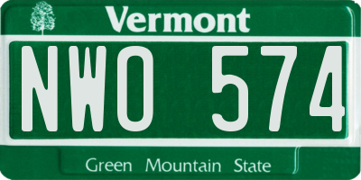 VT license plate NWO574