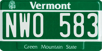VT license plate NWO583