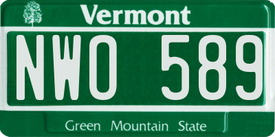 VT license plate NWO589