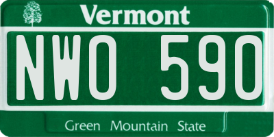 VT license plate NWO590