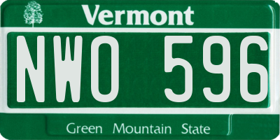 VT license plate NWO596