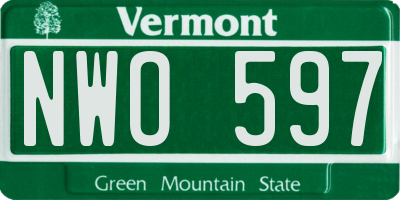 VT license plate NWO597