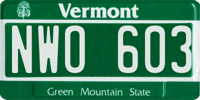 VT license plate NWO603