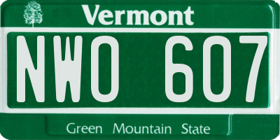 VT license plate NWO607