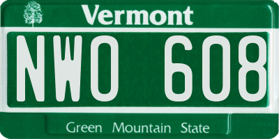 VT license plate NWO608