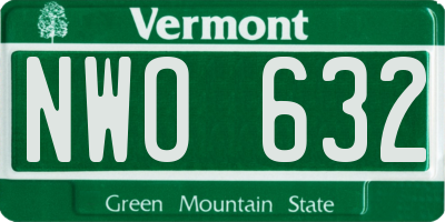 VT license plate NWO632