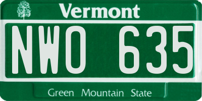 VT license plate NWO635