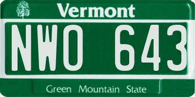 VT license plate NWO643