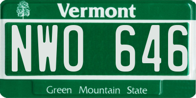 VT license plate NWO646