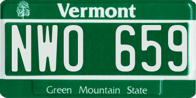 VT license plate NWO659
