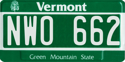 VT license plate NWO662