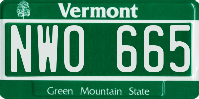 VT license plate NWO665