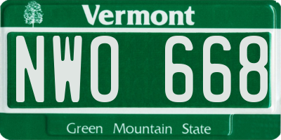 VT license plate NWO668