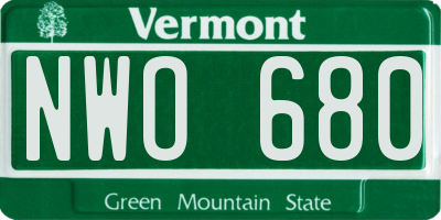VT license plate NWO680