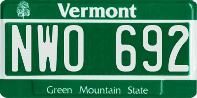 VT license plate NWO692