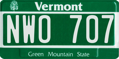 VT license plate NWO707