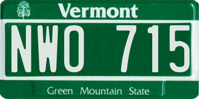 VT license plate NWO715