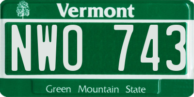 VT license plate NWO743