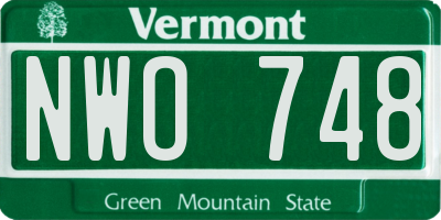 VT license plate NWO748