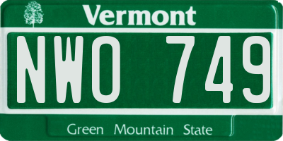 VT license plate NWO749