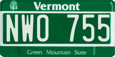 VT license plate NWO755