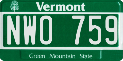 VT license plate NWO759