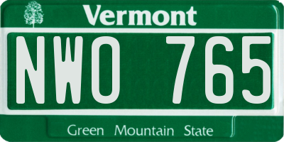 VT license plate NWO765
