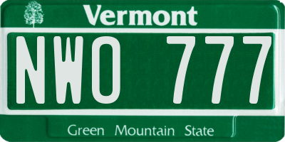 VT license plate NWO777